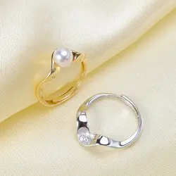 2 Цвет 925 пробы Silver Pearl Ring Европейский палец Adjustable Ring ювелирных изделий Запчасти арматура аксессуары