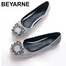 BEYARNE/Модная женская обувь на плоской подошве в Корейском стиле; модная кожаная обувь с квадратным носком и стразами; удобная женская повседневная обувь на мягкой подошве