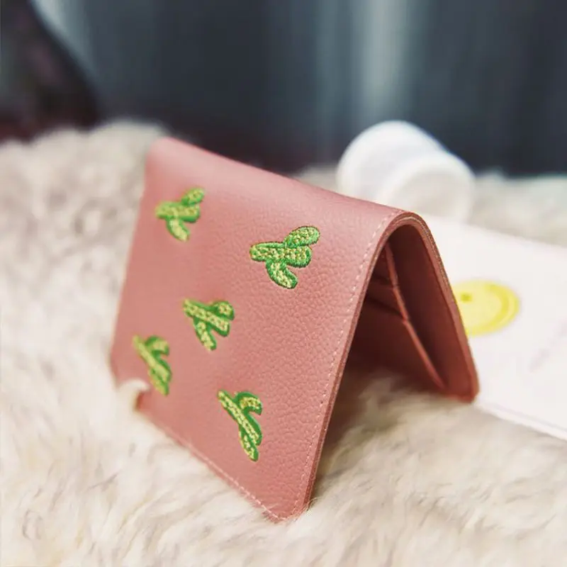 

Lady PU Purse Cactus Plants Embroidery Wallet Card Holder Wallet