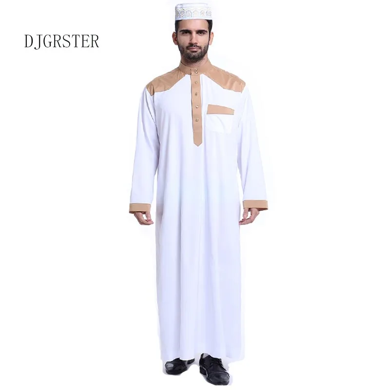 

DJGRSTER Muslim clothing for Men Mens Kaftan Jubba Thobe White Abaya Arab clothing Man Islamic clothing Ropa Arabe hombre