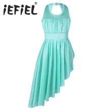 Iefiel для детей Девочка и асимметричным подолом балетные и гимнастические трико, платье для балетного класса одежда для танцоров для выступлений одежда