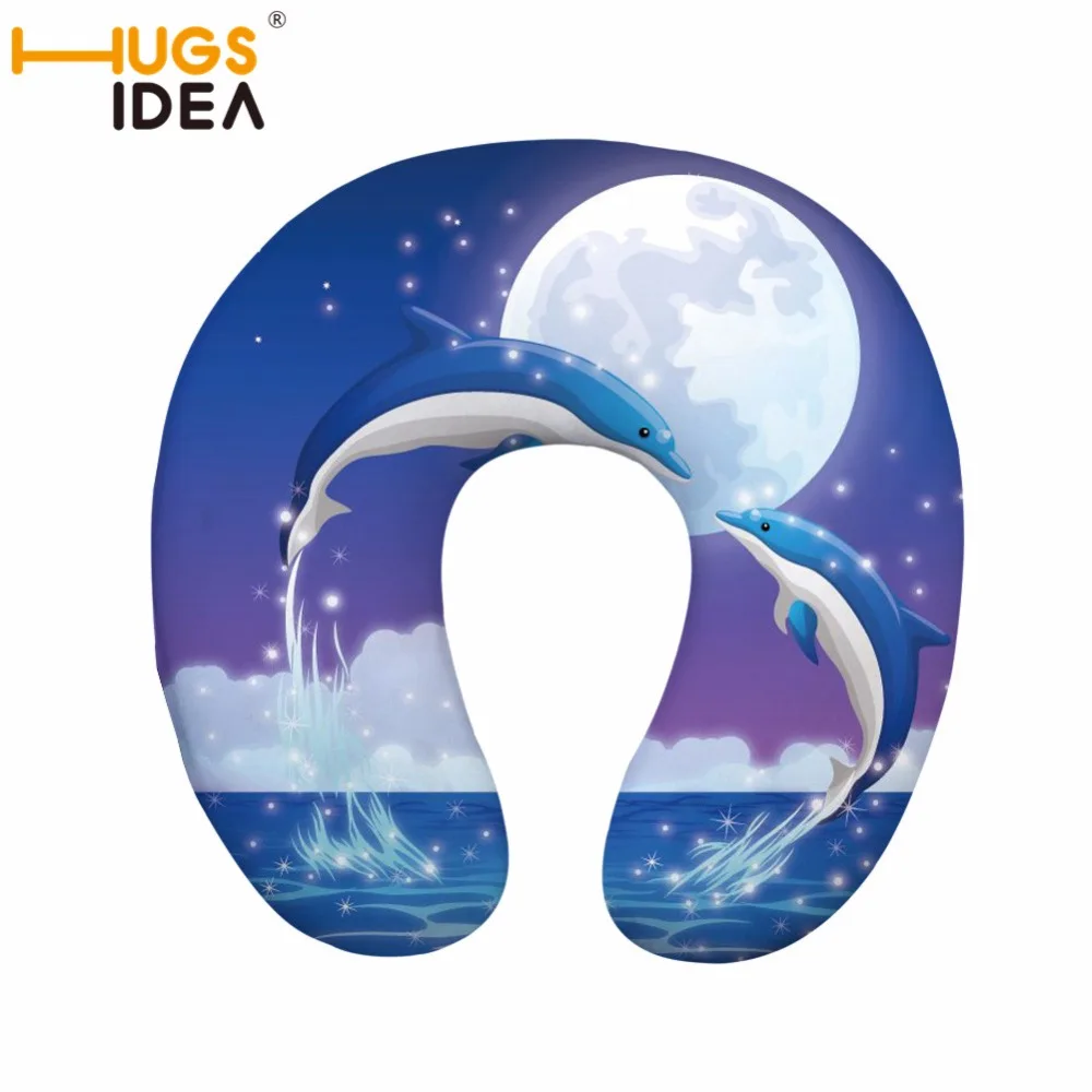 HUGSIDEA Dolphin мягкая u-образная подушка для путешествий с эффектом памяти для шеи для офиса Для перелетов, путешествий, поли хлопковые подушки Подушка для отдыха головы