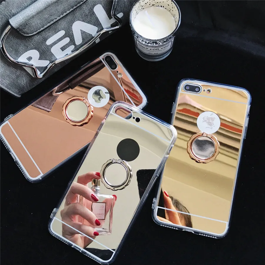 

Mirror Ring Bracket Stand Holder Phone Case For Samsung Galaxy J7prime J2 J5 Prime Grand Prime G530 Luxury Soft TPU Phone Cover