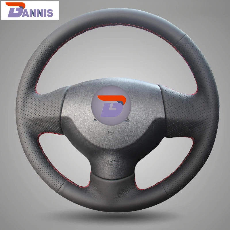 BANNIS Black Artificial Leather DIY Hand stitched Steering Wheel Cover for Mitsubishi Lancer EX 10 Lancer