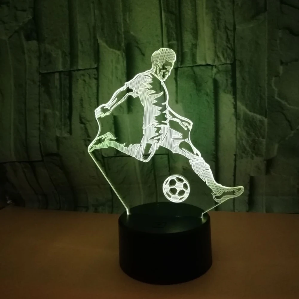 3D светодиодный светильник 7 цветов, изменяющая иллюзию, лампа для футбола, ночник, 3D Визуальный свет, подарок для любителей футбола, спорта, лава, лампа