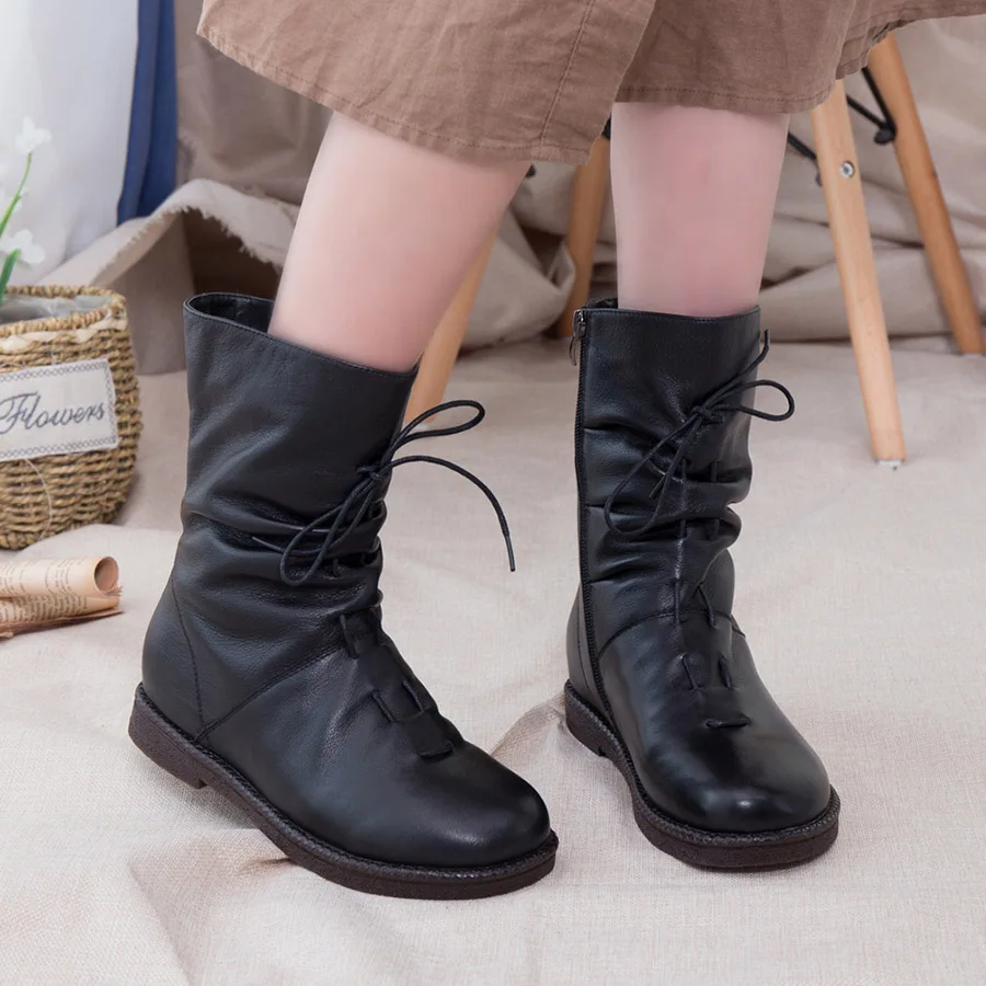 BELISS fur winter boots women new style 2018 fashion genuine leather warm wool snow boots female mid calf (17)