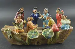 Фарфоровая резьба китайская известная Восемь Бессмертных пересечение моря редкий благородный декоративная статуя
