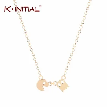 1Pcs Fashion Pacman Necklace Fashion Gold Silver Plated pac-man Shape Necklace Pendant for Birthday Gift Jewelry Collier