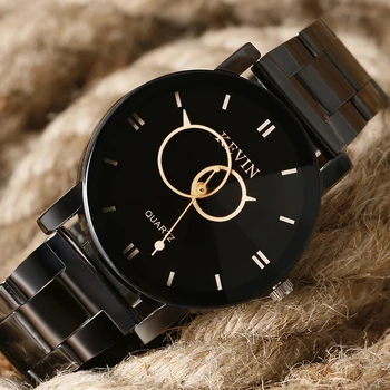 

Men Women Two Circle Hands Wrist Watch Stainless Steel Creative Quartz-watch Simple Turntable Dress Watch Horloges Mannen