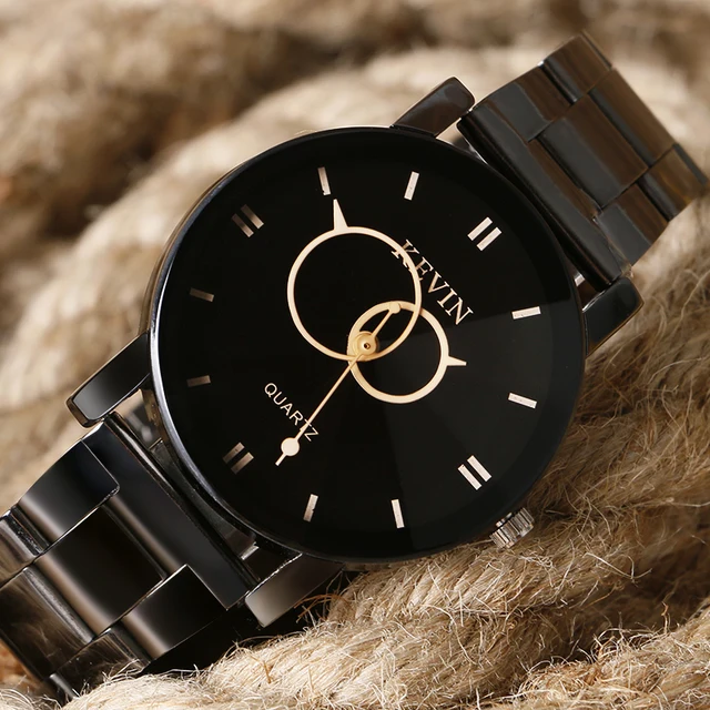 Men Women Two Circle Hands Wrist Watch Stainless Steel Creative Quartz