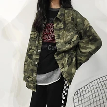 2018 primavera otoño moda mujer camuflaje abrigo militar clásico chaqueta verde del ejército femenino Casual bolsillos botón prendas de vestir SF710