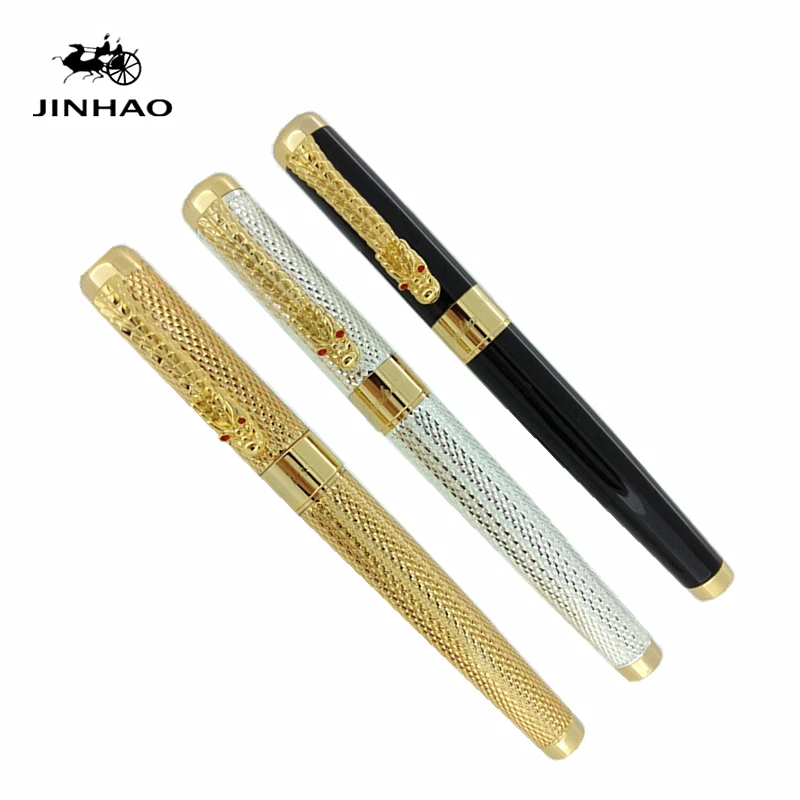 Роскошные подарочные ручки Jinhao 1200, высокое качество, Ручка-роллер с драконом, чехол, металлические шариковые ручки для рождественского подарка