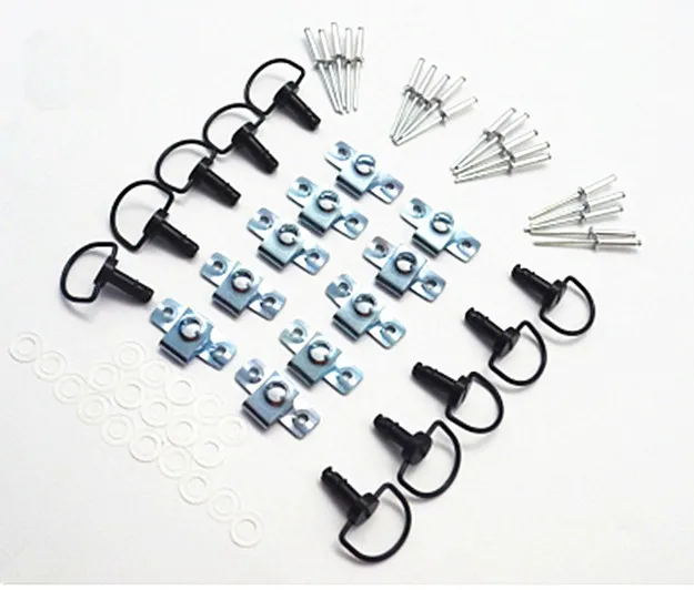 50Sets Motorcycle Quick Release D RING 1/4 Turn Race Fairing Fasteners Rivet 17mm silver on