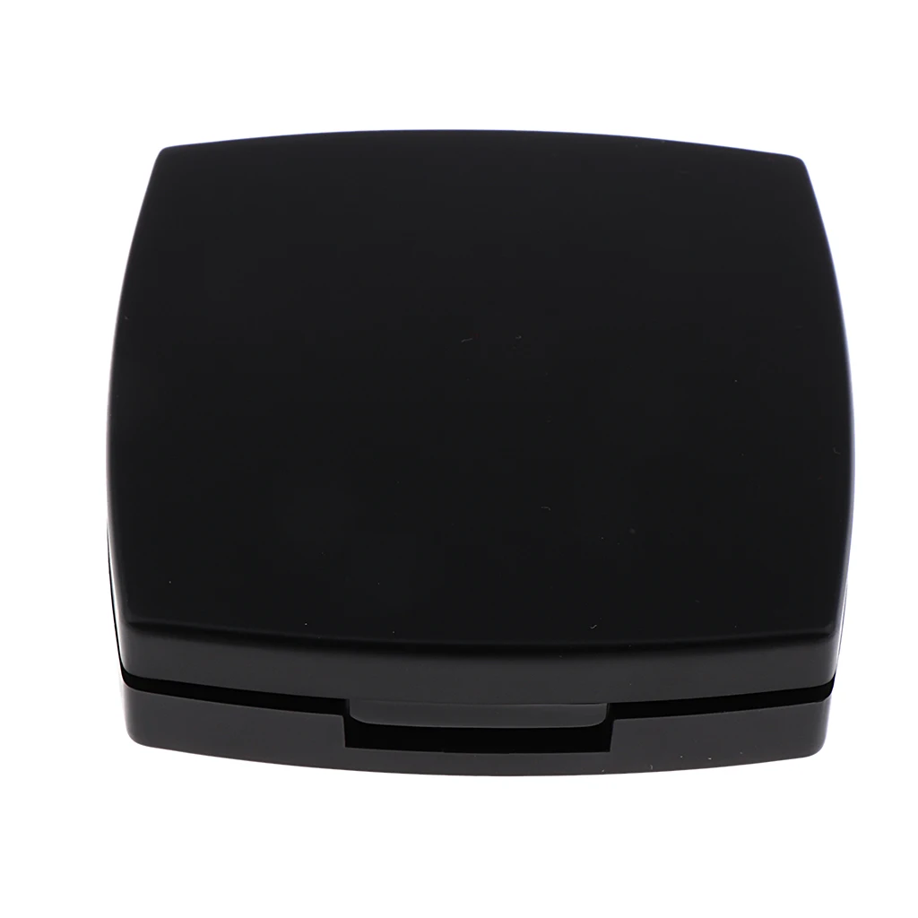 Black Empty Makeup Eyeshadow Pressed Powder Container Case 4 Round Aluminum Pans Palette with Mirror and Brush