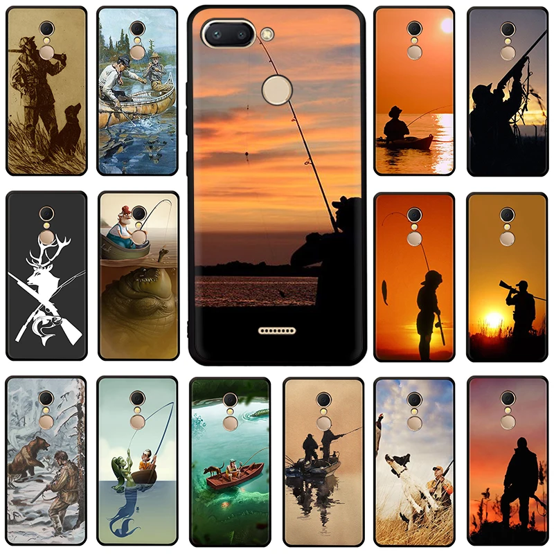 

Hunting animal and fishing man Silicone phone case for Xiaomi Redmi 5A 6A 5 Plus 6 Pro 7 GO Note 4X 5 6 7 8 Pro