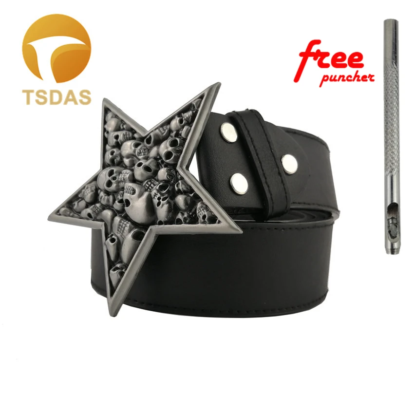 

Five-pointed Star Men Gothic Vintage Pentagram Skull Big Metal Cowboy Cowgirl Super Cool Belt Buckles Ghost Rider