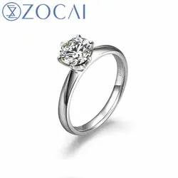 ZOCAI Бесконечность Природный 1.0 КТ ГИА certified Н/SI бриллиантовое обручальное кольцо круглая огранка 18 К белого золота W00206