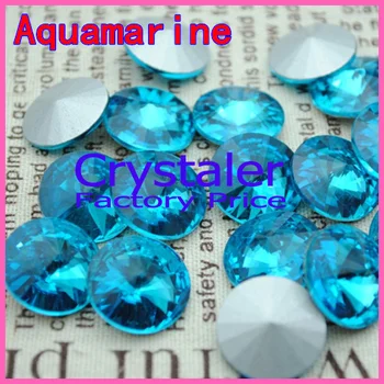 

100pcs/lot Aquamarine COLOR 8MM 10MM 12MM 14mm 16mm 18mm 20mm Chinese Top Quality Round Fancy Stone Crystal Rivoli Beads