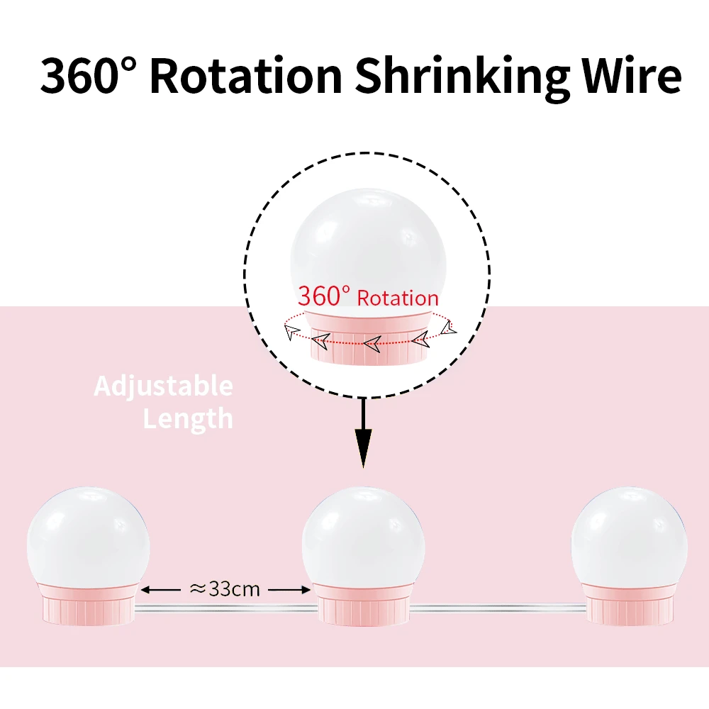  USB LED Light Makeup Mirror LED Lamp 12V LED Hollywood Dressing Mirror Table Vanity Light Bulbs Ste