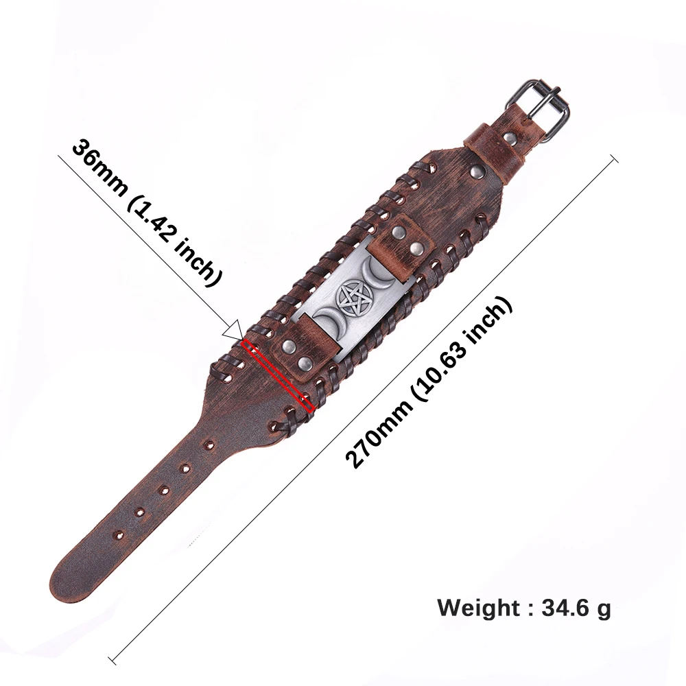 Браслет My Shape тройная богиня Moon Angle из натуральной кожи с пентаграммой Wicca амулет