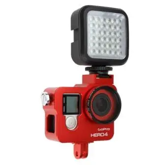 Hero 4 hero 3+ алюминиевый сплав CNC защитный корпус оболочка корпуса+ фильтр объектива+ вспышка для Gopro hero 4 3+ аксессуары для камеры - Цвет: RedCaseAndLight