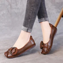 AARDIMI/Женская обувь на плоской подошве из натуральной кожи ручной работы; повседневная женская обувь на плоской подошве без застежки; женские лоферы в стиле ретро