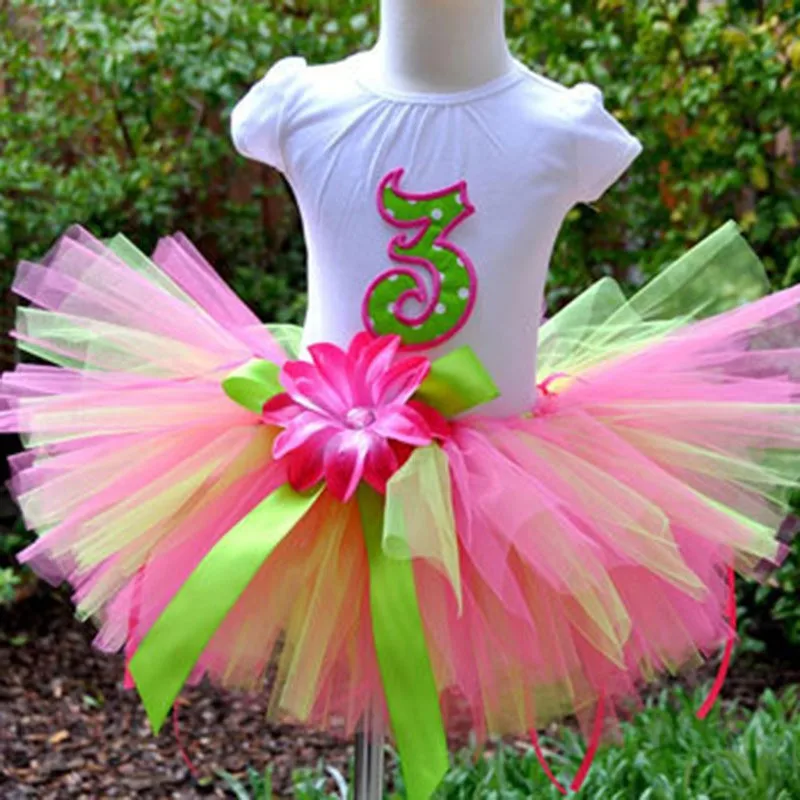 

Multicolor Girls Flower Tutu Skirts Baby Fluffy Ballet Tutus Pettiskirts with Ribbon Bow and Headband Kids Party Costume Skirts