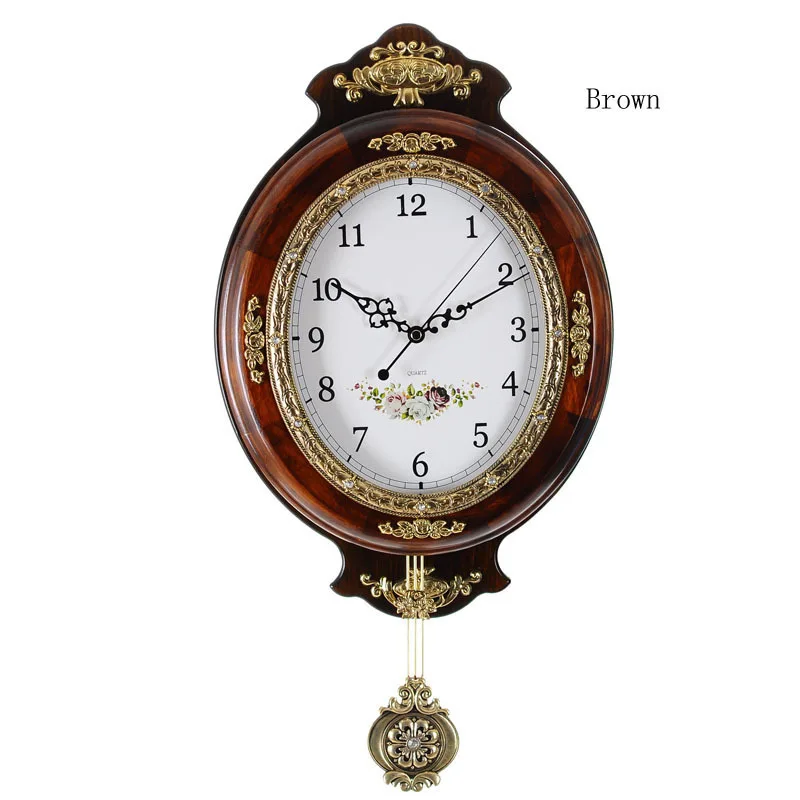 

Pendulum Mute Clock Safe Quartz Clock Movement Home European large Wall Clock Modern Design Wooden Vintage Wall Clock