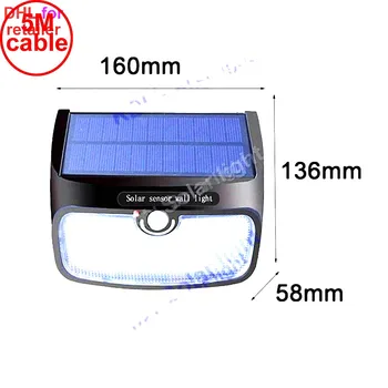 

split mounting 48 LED 900lm Solar Light PIR +motion+radar led outdoor li street light f 5M cable wall ou