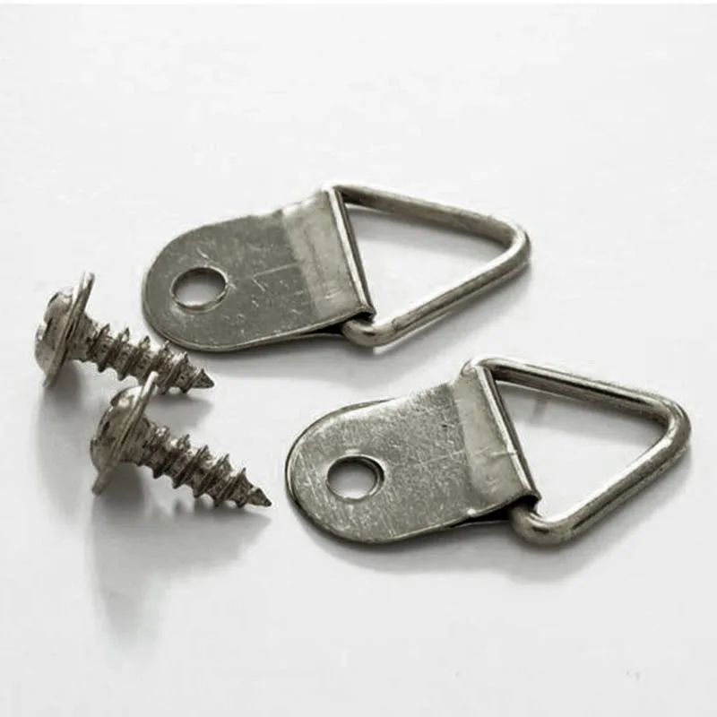 

20Pcs Picture Hangers Sliver Triangle Photo Picture Frame Wall Mount Hanger Hook Ring Iron