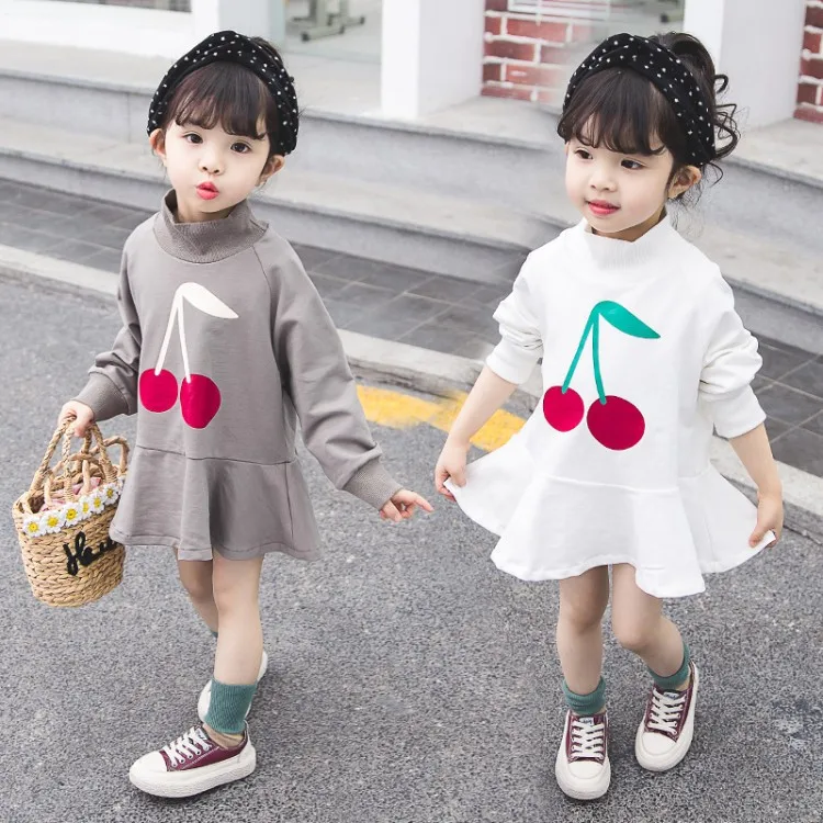 

baby Girls Hoodie Dress Long Sleeve Girls Dress with Lace 2019 Spring New Kids Girls Casual Dresses Girls T-shirt Dress Fall