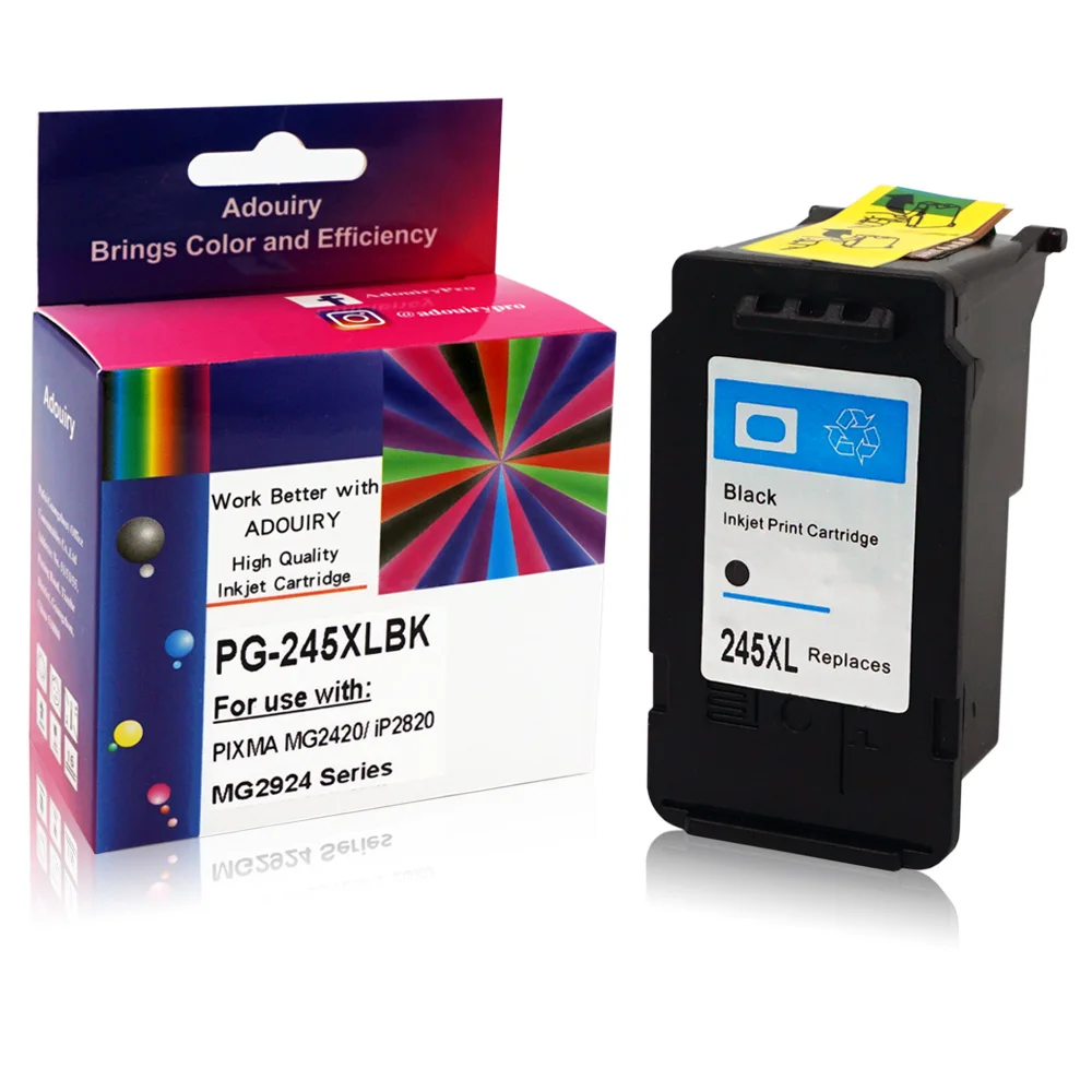 1pc 245 XL 245XL Black Remanufactured Ink Cartridge High Yield with Ink Level Display for Canon