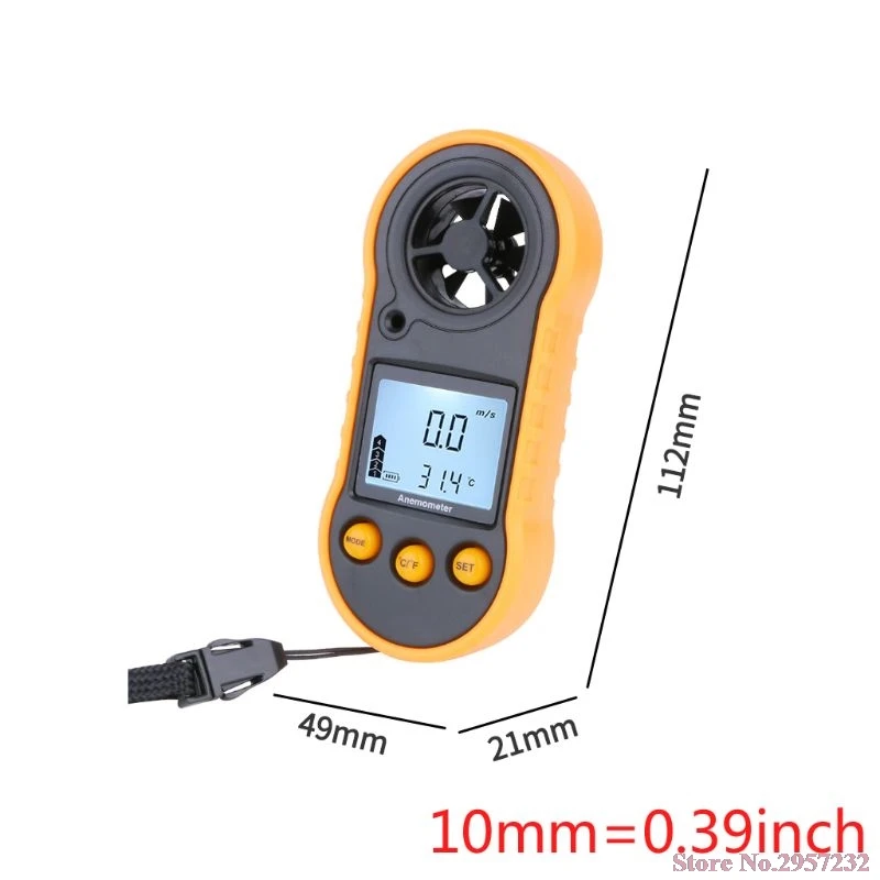 

Handheld LCD Digital Anemometer Wind Speed Meter Portable Anemometers Sensor RZ818 0-30M/S For Sailing Surfing