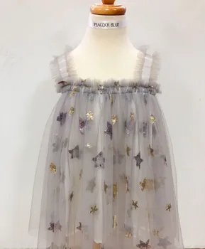 

Roimyal Wholesale 2019 summer new Girl dresses flash star toddler kids cute party dresses 3-8years free shipping