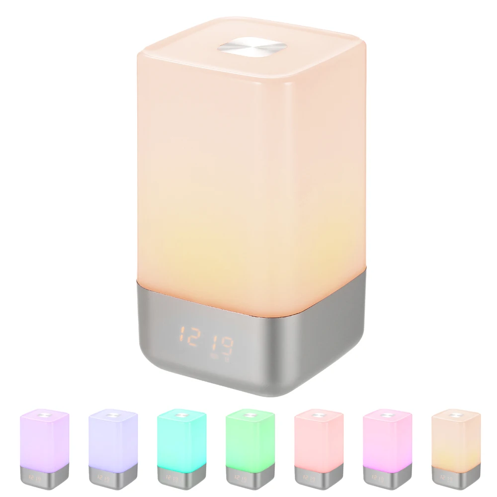 

LED Wake Up Light Alarm Clock Simulation Digital Clock 18650 Battery USB Rechargeable Sunrise Alarm Clock Colorful Night Light