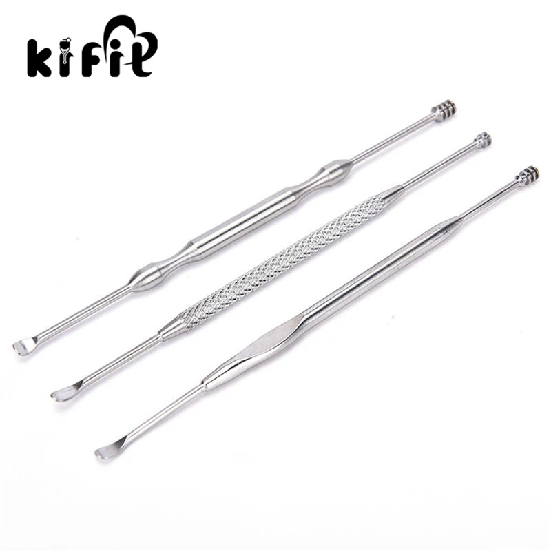 

KIFIT 3pcs Health Care Tool Stainless steel Ear Pick Ear Wax Remover Cleaner Curette Kit Cleaning Set