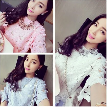 2014 new half flare sleeve lace shirts for summer free shipping |
