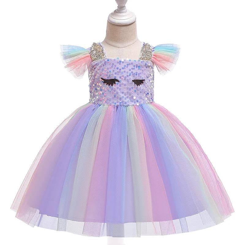 

2019 Girl Unicorn Tutu Dress Rainbow Princess Girls Party Dress toddler girls christmas Birthday Outfits Children Kids Clothes