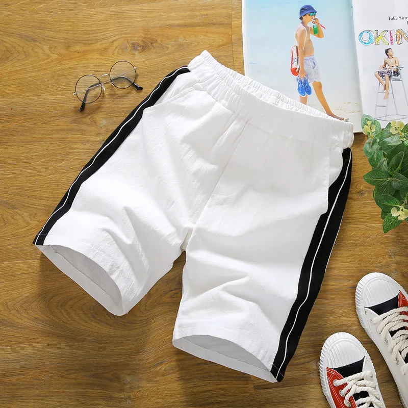 Летние новые тонкие полосатые хлопковые мужские спортивные свободные пляжные брюки