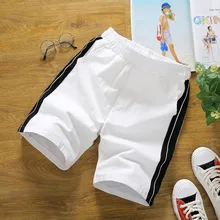 Летние новые тонкие полосатые хлопковые мужские спортивные свободные пляжные брюки