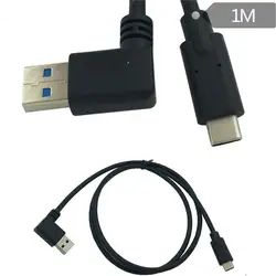 90 градусов влево угол USB 3,0 Тип-мужчина к USB3.1 (Тип-C) Мужской USB синхронизации данных и зарядный кабель Разъем 1 м