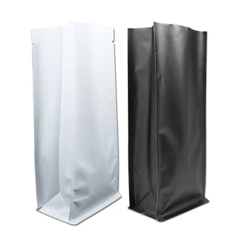 

20Pcs Matte Black White Open Top Stand Up Pure Aluminum Foil Side Gusset Package Bag for Coffee Snack Tea Storage 11*27+7.5cm