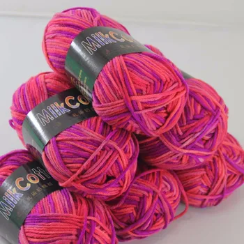 

Sale 6ballsx50g Soft Cotton Baby Yarn New Hand-dyed Wool Socks Scarf Knitting yarn rose Red 2075-16-6