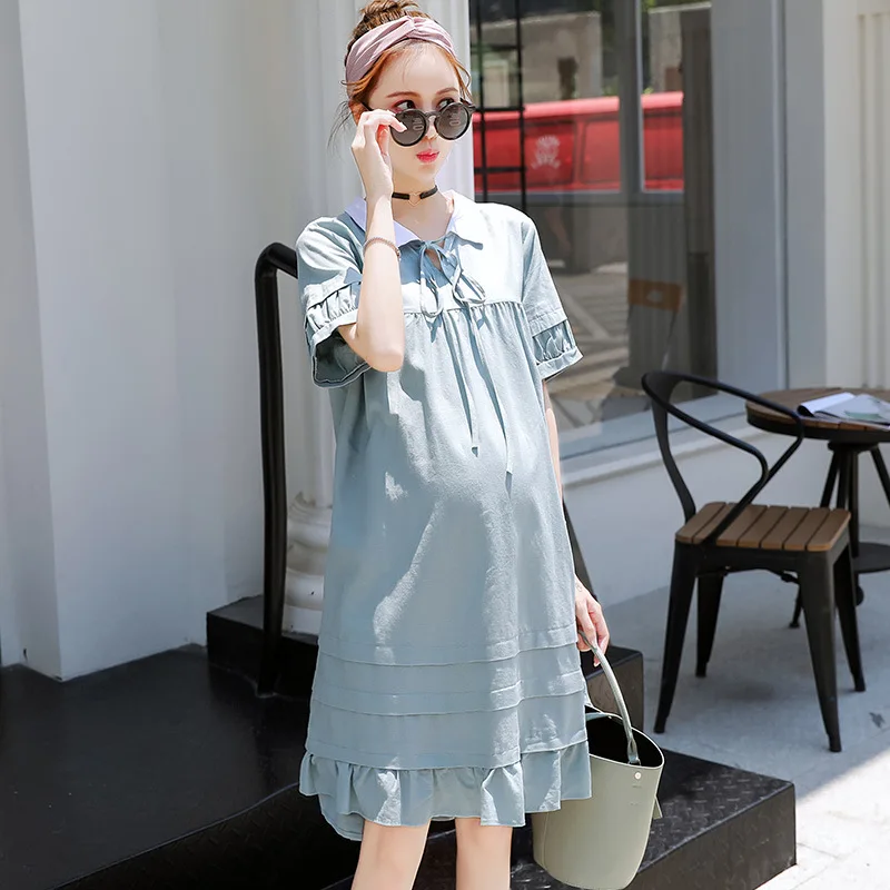 

Summer Korean Version of the New Solid Color Maternity Dress