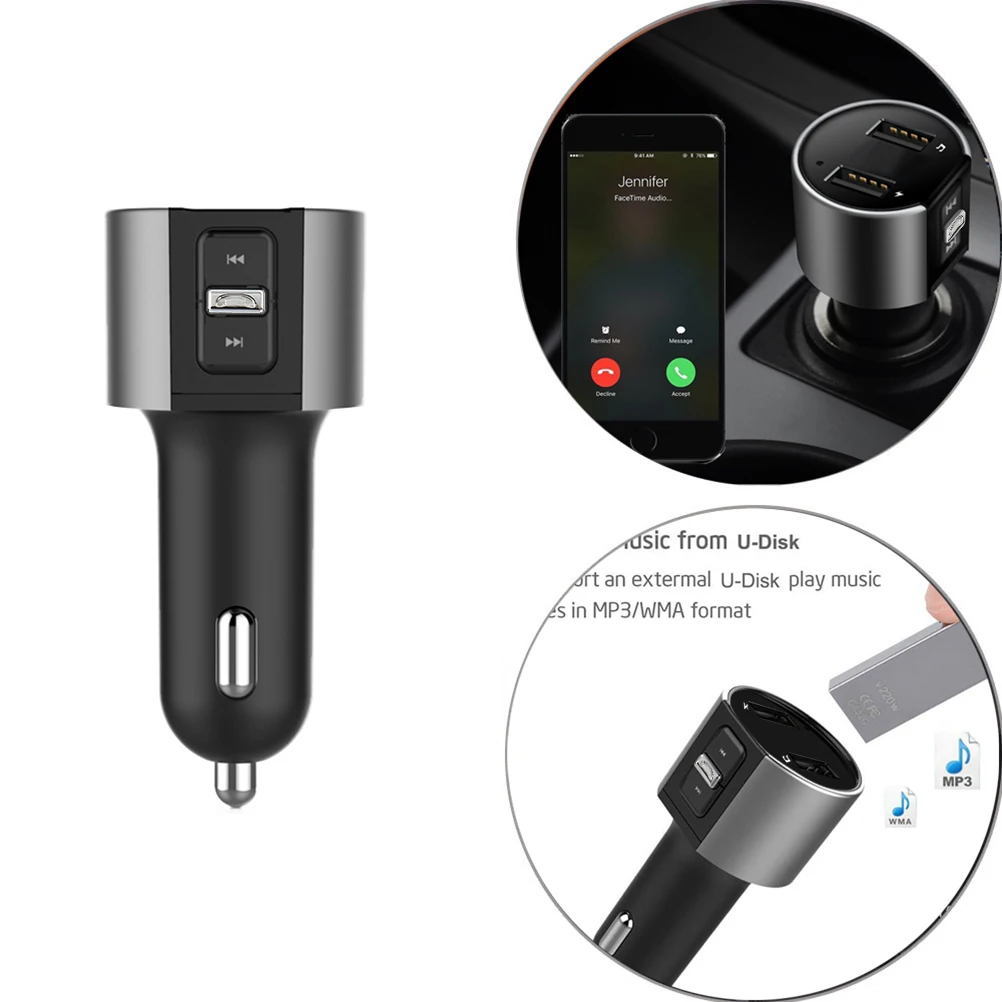 Беспроводной в автомобиле Bluetooth Hands Free автомобильного комплекта радио адаптер с 5 В/3.4A USB Автомобильное Зарядное устройство Поддержка USB Flash Driver