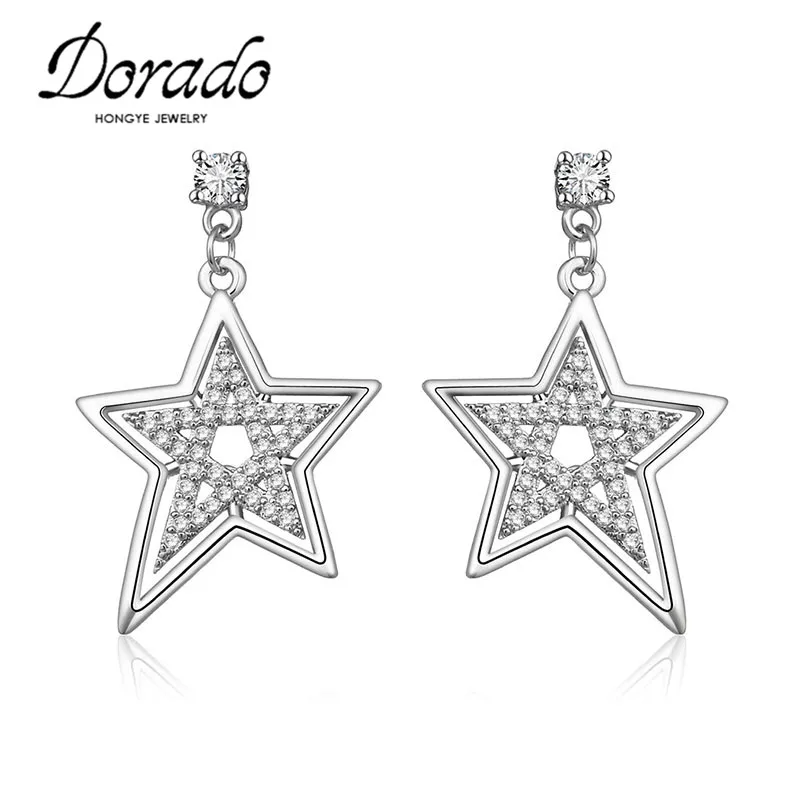 

Zircon Hollow Star Drop Earrings For Women Girls Silver Color Copper Female Dangle Hanging Earring Fashion Ear Jewelry Brincos