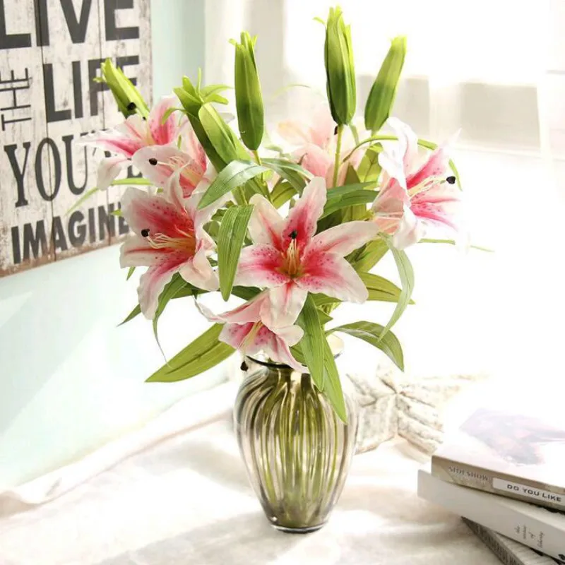 Lily Artificial Flowers PVC Artificial Branch Real Touch Flowers For