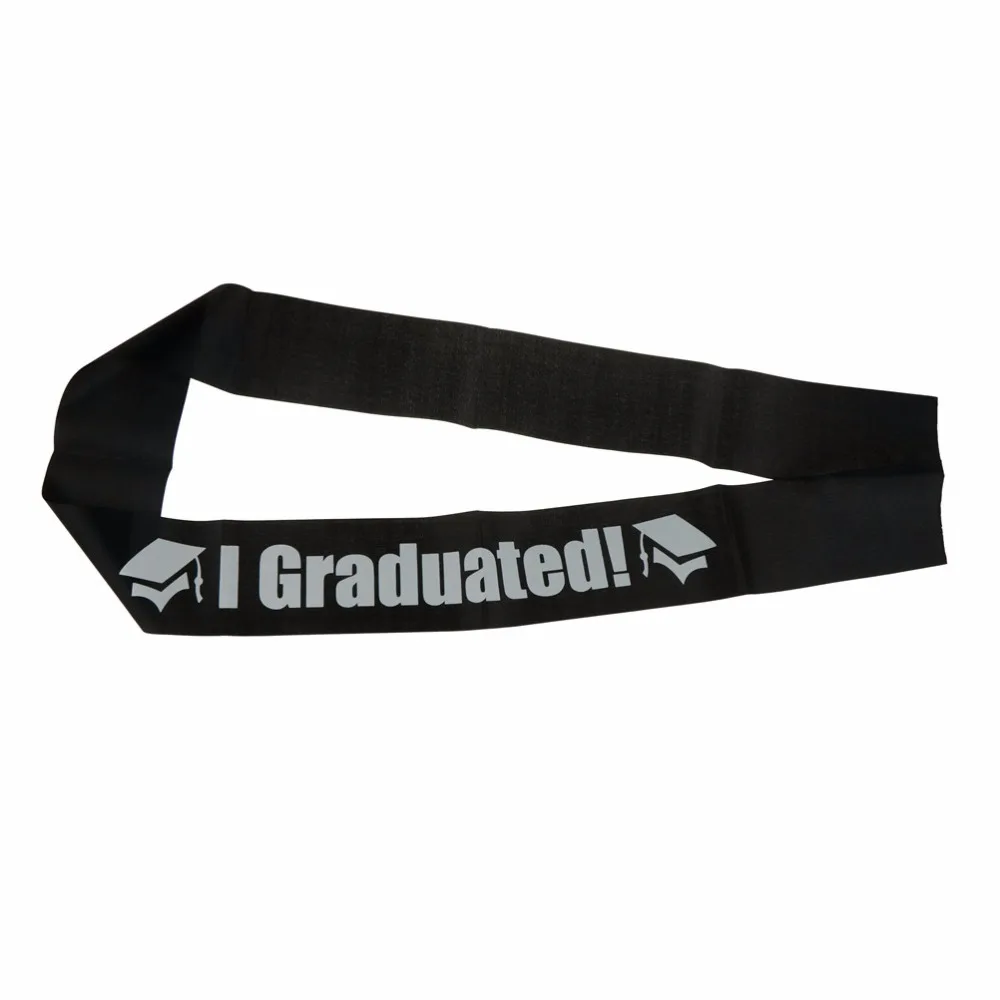 1PC Black White I Graduated Satin Sash Single Sided Graduate High School Celebration Party Photo booth Props Party Supplies Gift