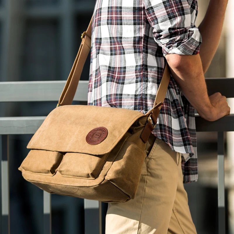 

XINCADA Canvas Totes men's casual Shoulder bag diagonal cross briefcase multi-function male Messenger Bags student Schoolbag