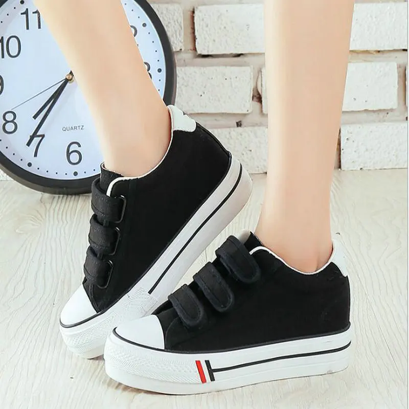 

Women Flats Shoes New 2019 Woman Solid Color Canvas Shoes Women Lace-up Thick bottom Increase Casual Platform Shoes BA-91